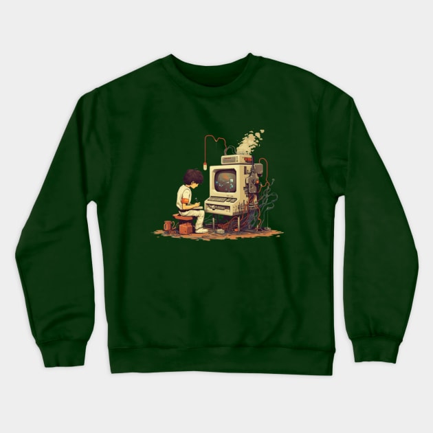 Programmer, retro computer, software developer, gift present ideas Crewneck Sweatshirt by Pattyld